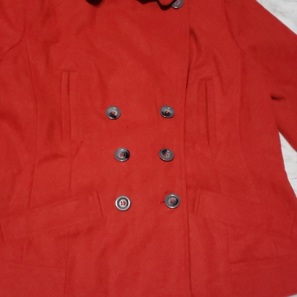 Womens Large red wool military Jacket coat NWOT - Picture 3 of 8